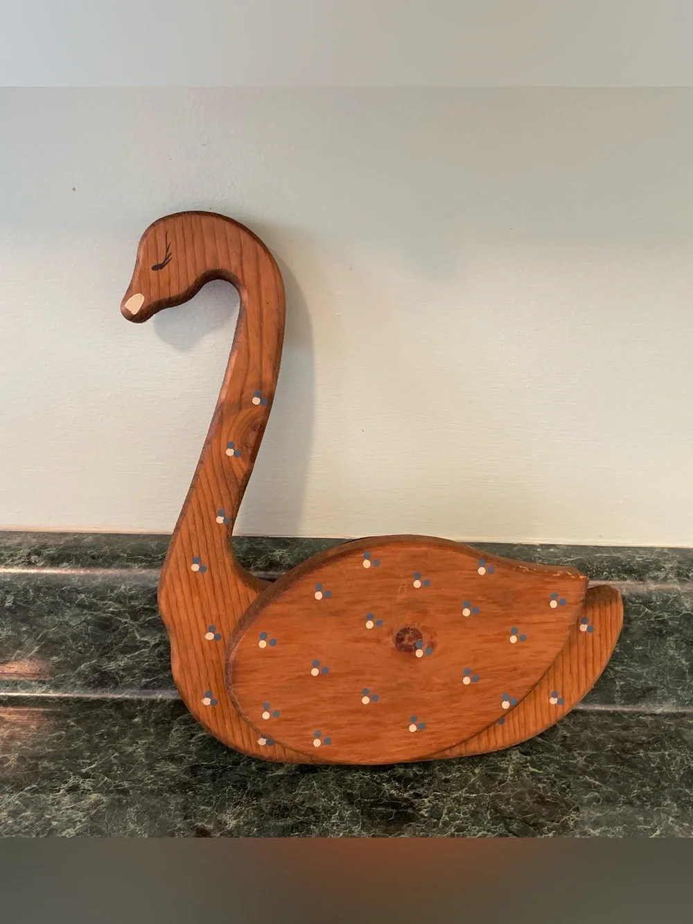 Vintage Wooden Duck Goose Swan Wall Mounted Note Holder CountryChic Cottagecore